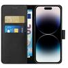 Case for iPhone 15 PRO - Phonillico® - Black Wallet - Magnetic Flap - Card Storage - Hard Plastic