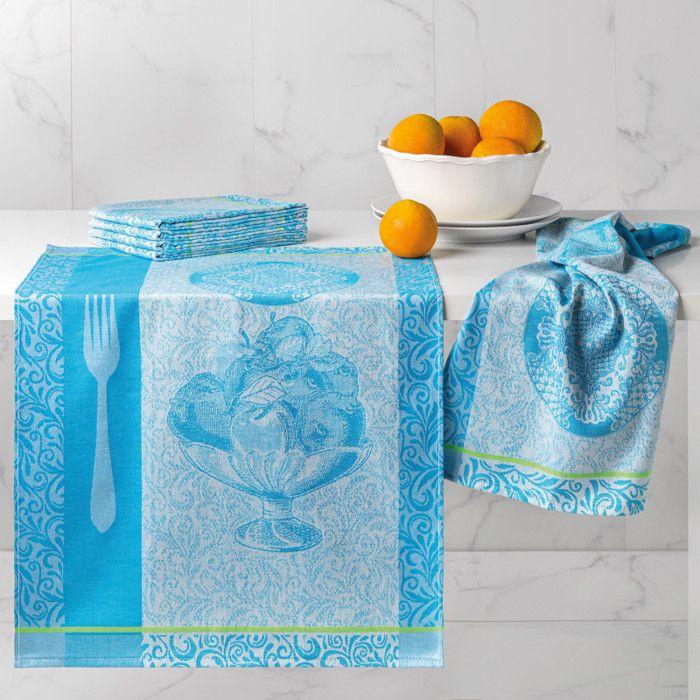 Lot de 6 torchons de cuisine imprimés "Instant Fraîcheur" 50 x 70 cm Coton Egyptien