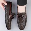 Fashion High Quality Men's Fashionable Snake Skin Pattern Comfortable Business Banquet Leather Shoes Spring New Men's Casual Loafers