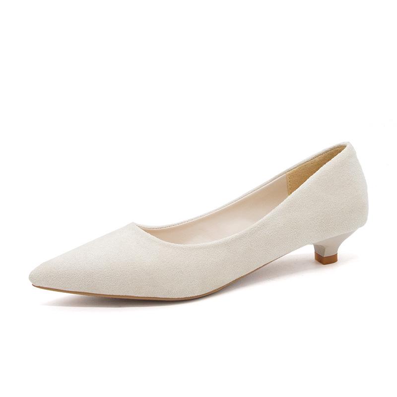 Women 3cm Low Heels Pumps Pointed Toe Dress Shoes Suede Concise Office Shoes Woman Single Shoes Ladies Work Shoes Zapatos Mujer