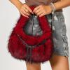 Portable Fluffy Hobo Bags Stars Chains Half Moon Armpit Bag  Mobile Phone Bag