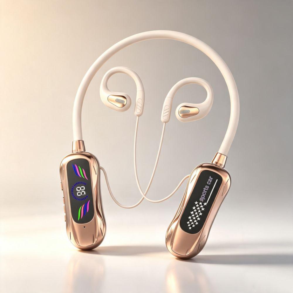 Surround Sound Wireless Headphones LED Display Bluetooth Headphones Ear-Hook Earphones Smartphones