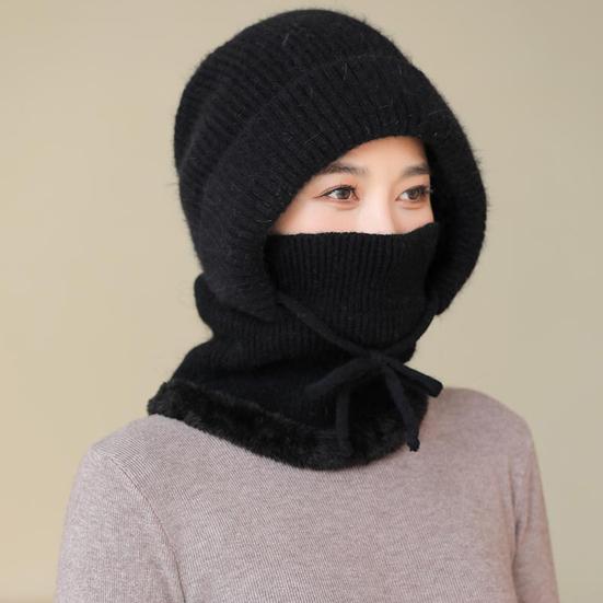 2Pcs/Set Women Hat Gloves Set Solid Color Plush Lining Knitting Beanie Hat with