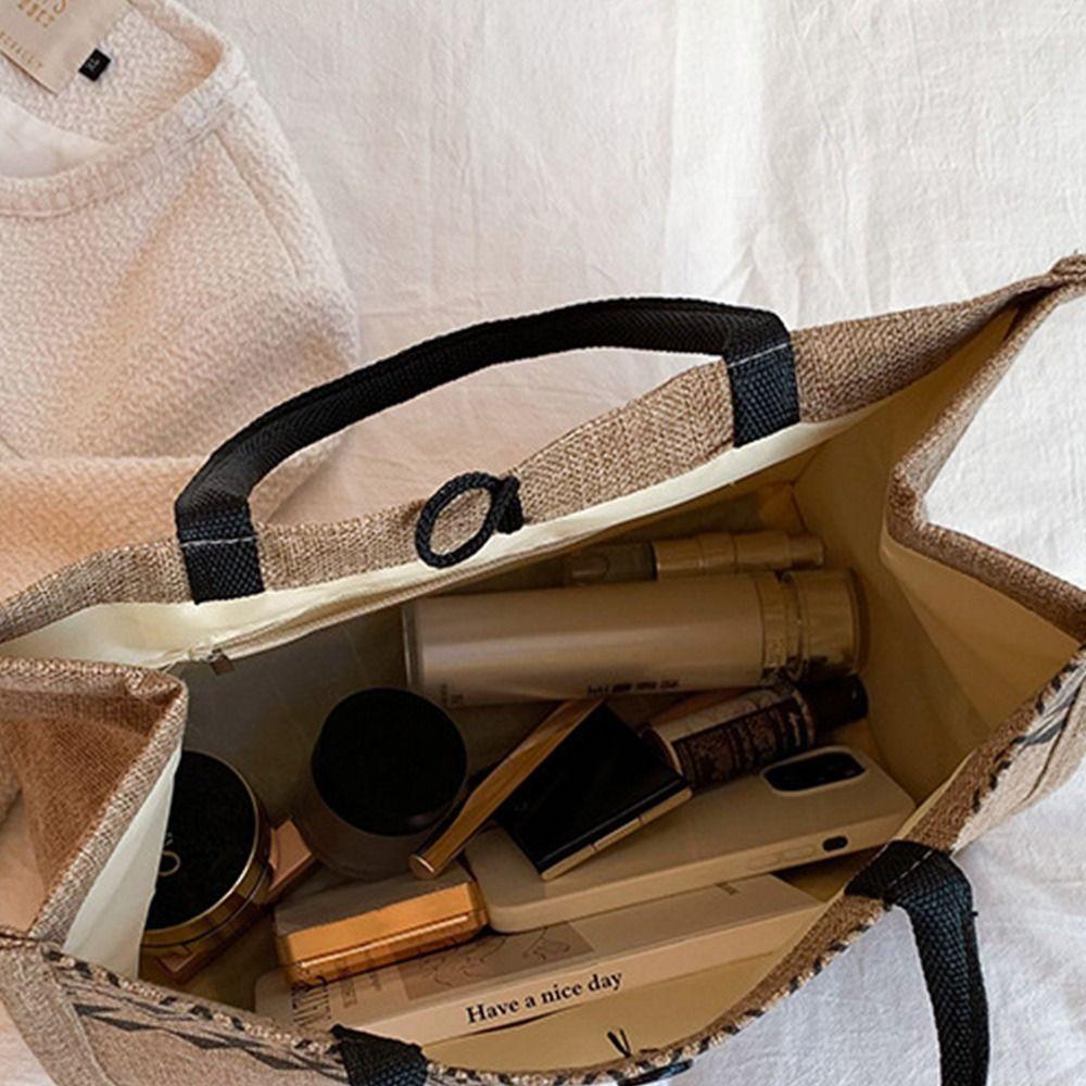 Style Linen Bag Women Tote Bag Bohemian Shoulder Bag Large Capacity Bag Geometric Printing Handbag