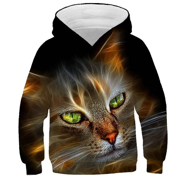 Детская толстовка с капюшоном Cat Casual с длинным рукавом Active Cotton 7-13 лет осень многоцветная черная белая