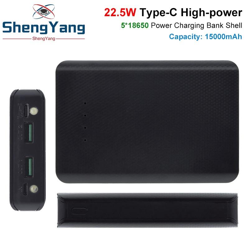 QC4.0 QC3.0 Двойной USB Micro/Type-C USB 5*18650 Power Bank Аккумуляторный Бокс 5V 4.5A 22.5W 15000mAh Зарядное Устройство для Мобильного Телефона DIY Корпус