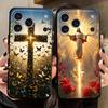 Черный мягкий чехол-бампер с узором Крест Иисус для iPhone 13 12 11 17 Pro Max XS Max 7 8 15 16 14 Plus 17Air XR