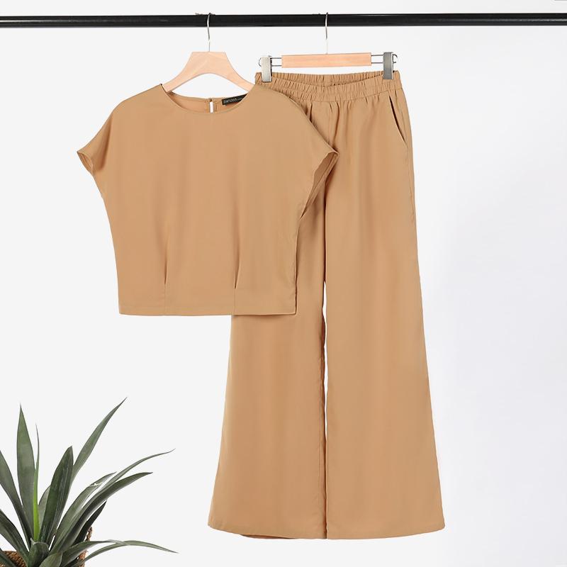 ZANZEA Летние наряды: женская блузка и брюки, повседневный костюм из двух предметов