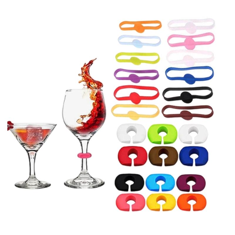 Reusable Silicone Glass Markers Set Perfect for Wine Glasses and Cocktails Color Suitable for Parties and Event
