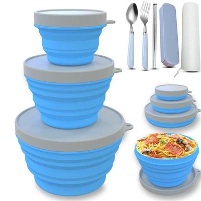 Набор силиконовых складных ланч-боксов: Набор из 3 мисок из пищевого материала, пригодных для использования в микроволновой печи, для кухни и улицы