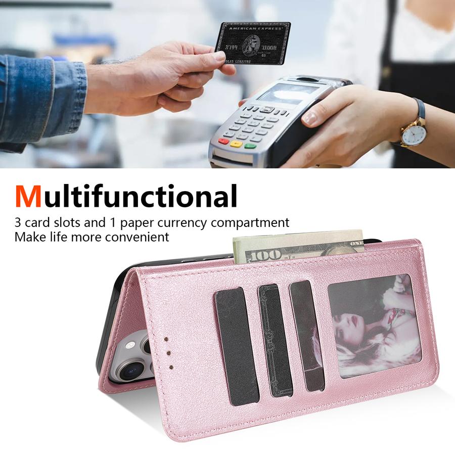 Wallet With Card Slots Classic Style Magnetic Flip Leather Case For iPhone Air 17 Pro Max 16 Plus 15 14 13 Shockproof Card Bag