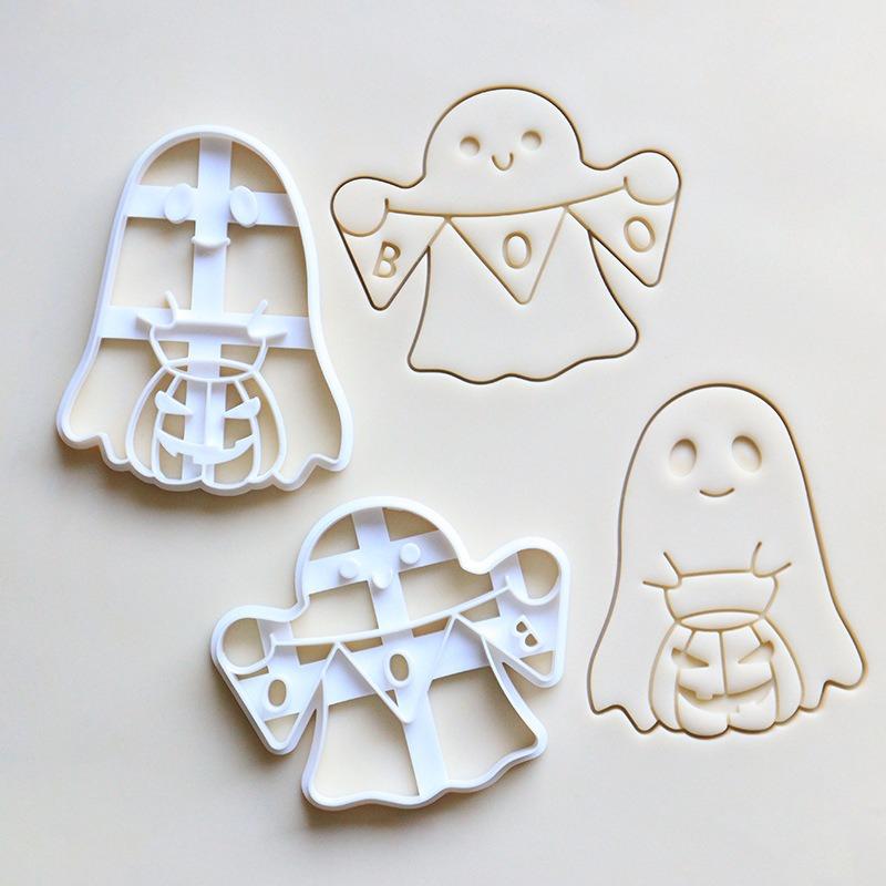 1 шт. Форма для тиснения печенья на Хэллоуин, формочка для печенья на Хэллоуин, инструменты для изготовления печенья в виде призрака, тыквы, фонарика, флага.