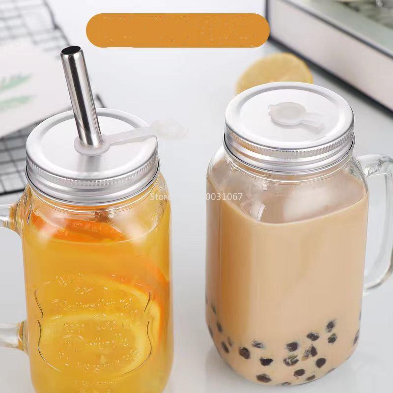 1/2 шт 450/650/750 мл кружки Mason Jar с ручками стеклянная бутылка для сока напиток прозрачная стеклянная бутылка для воды с крышкой соломинка посуда для напитков чашка
