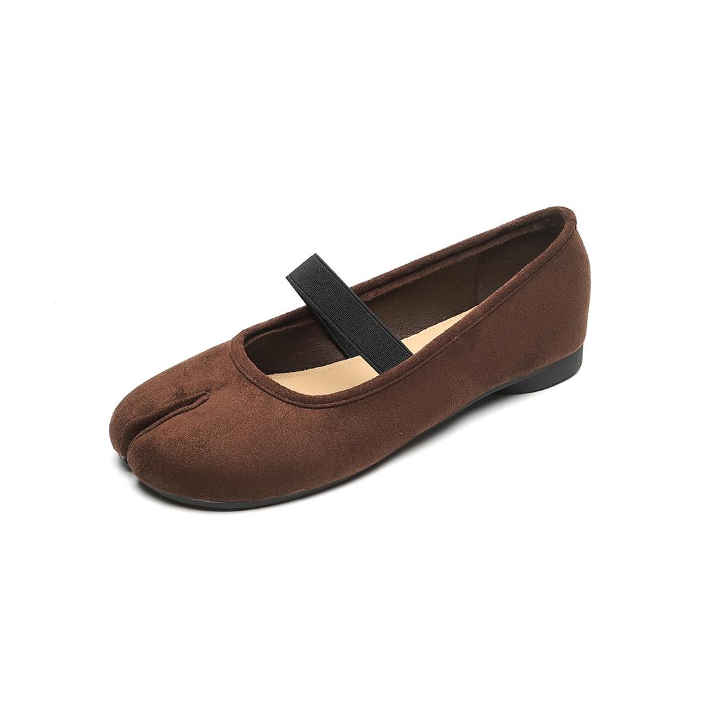 Weiwei girl 7899-3 балетки на плоской подошве с туфлями Мэри Джейн, ретро свиные ножки с раздвоенным носком и неглубоким горлом