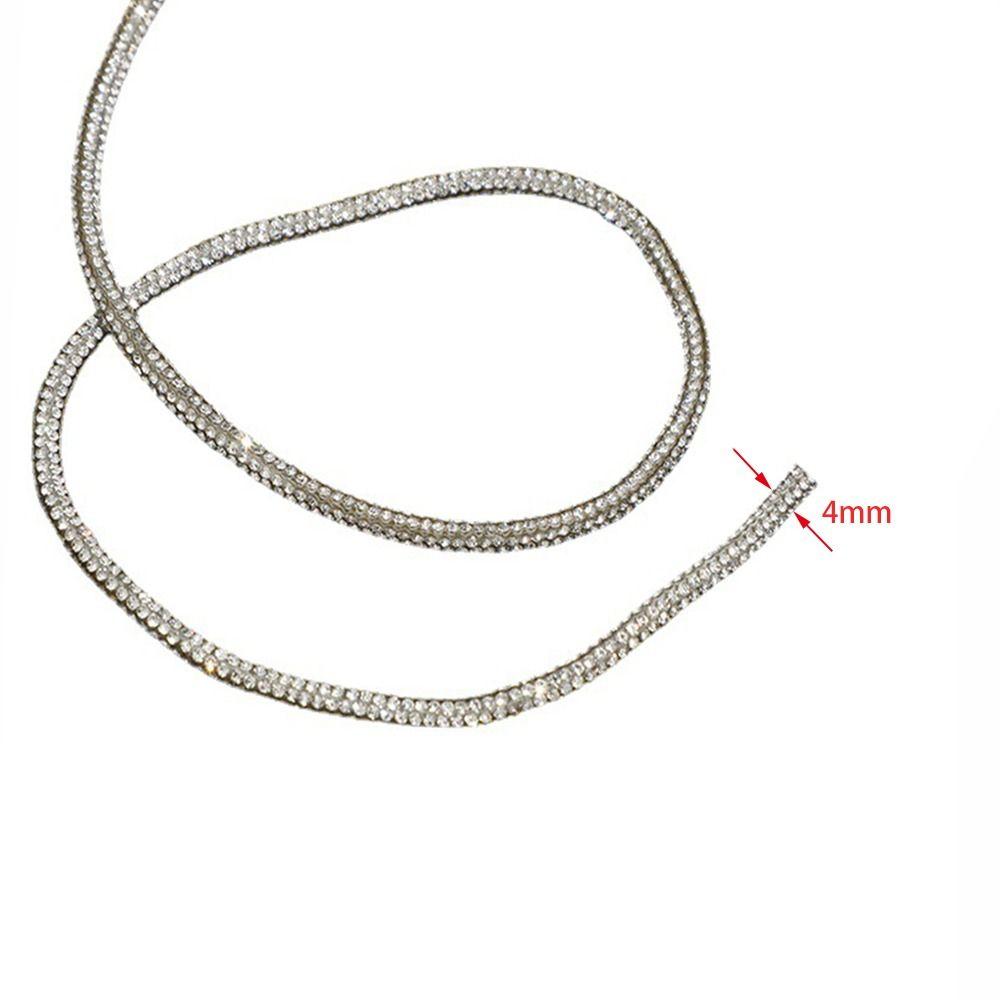 2 Yards Bling Rhinestones Round Cord Crystal Material Decor Universal DIY Shoelaces Bag Strap