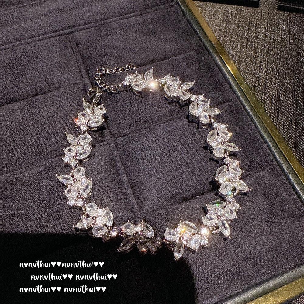 Итальянское Ретро Колос Пшеницы Капля Воды Камень Ожерелье, Сверкающий, Яркий Лепесток Цирконий Браслет, Набор