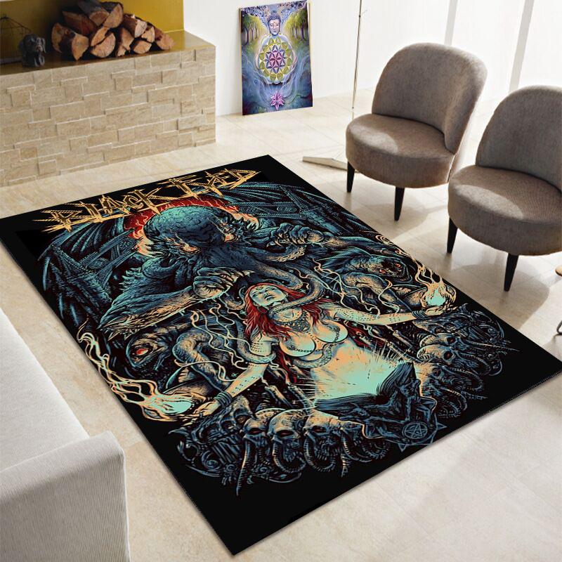 Ужасающий череп смерти, большой ковер сатаны, семейная гостиная, спальня, диван, игровая комната, украшение дверного коврикаНескользящий напольный коврик