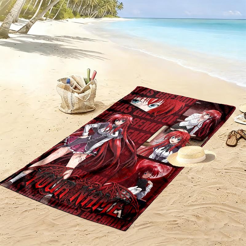 Name Custom Rias Gremory Print Beach Towel, Large Soft Quick Dry Towel for Beach Camping Swimming