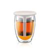 BODUM Teapot Tea Maker TEA FOR ONE Tea for One Double Wall Glass with Tea Filter 350ml Black Tea Green Tea Chinese Tea Herbal Tea Fruit Tea Plastic