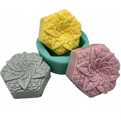 Шестиугольная форма для мыла с классическим узором, формы для свечного воска, декорированная форма для эпоксидной смолы, ароматического гипса, диффузора, сделай сам силиконовая форма для изготовления мыла ручной работы