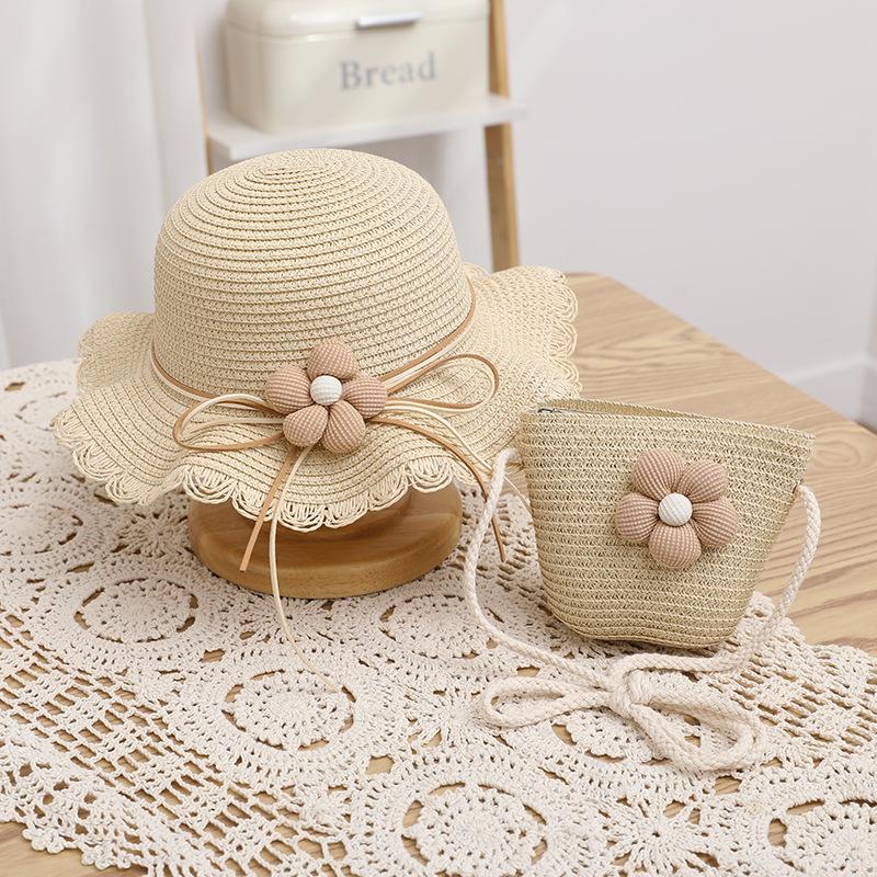 Summer Children's Sun Protection Beach Straw Hat Princess Girl's Vacation Woven Sun Hat