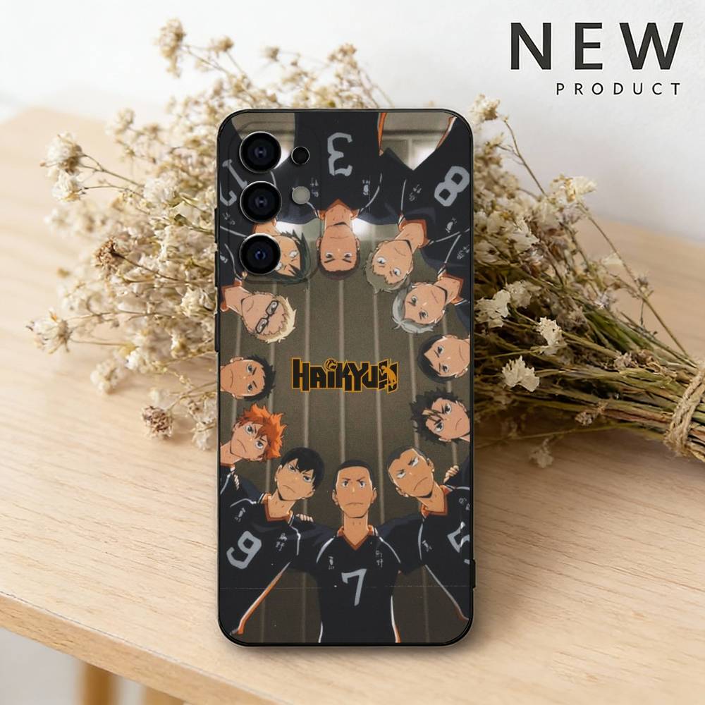 Аниме H-haikyuu обои Чехол для телефона Для Samsung S26,25,24,21,22,23,30,20,Ultra,Plus,Fe,Lite Черный Мягкий Чехол