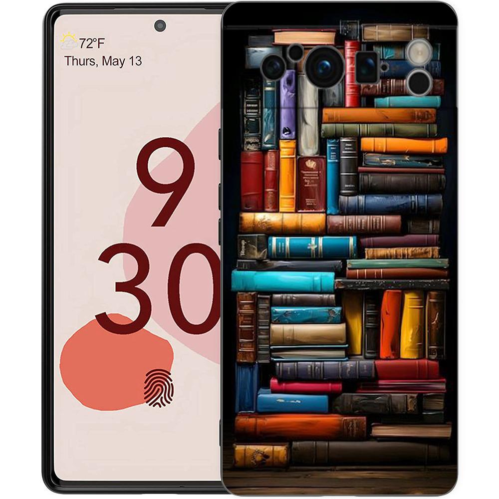 Vintage Bookcase Painted Phone Case Cover for Google Pixel 9 8 7 6 7A 6A Pro Shockproof Soft TPU 9 Pro XL Shell Capas Fundas