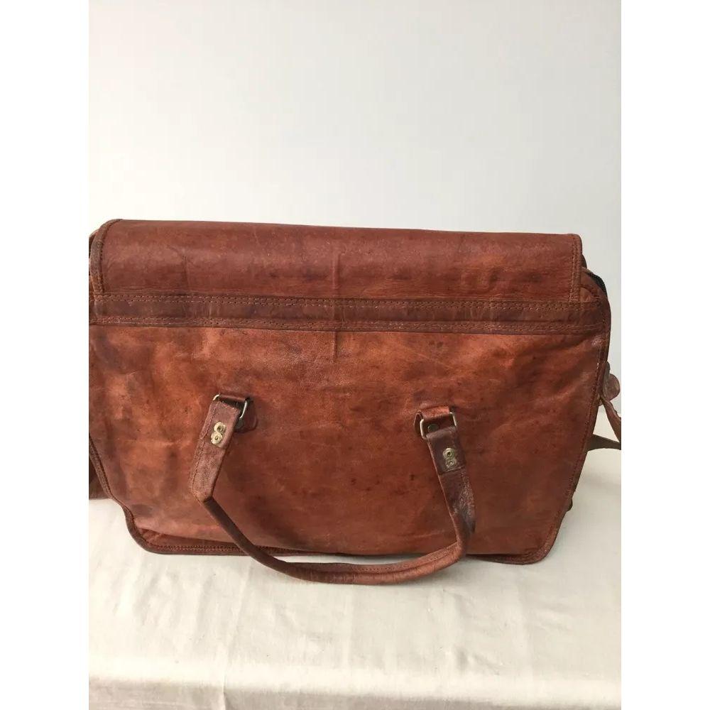 Vintage Genuine Goat Leather Travel Luggage Gym Duffle Bag