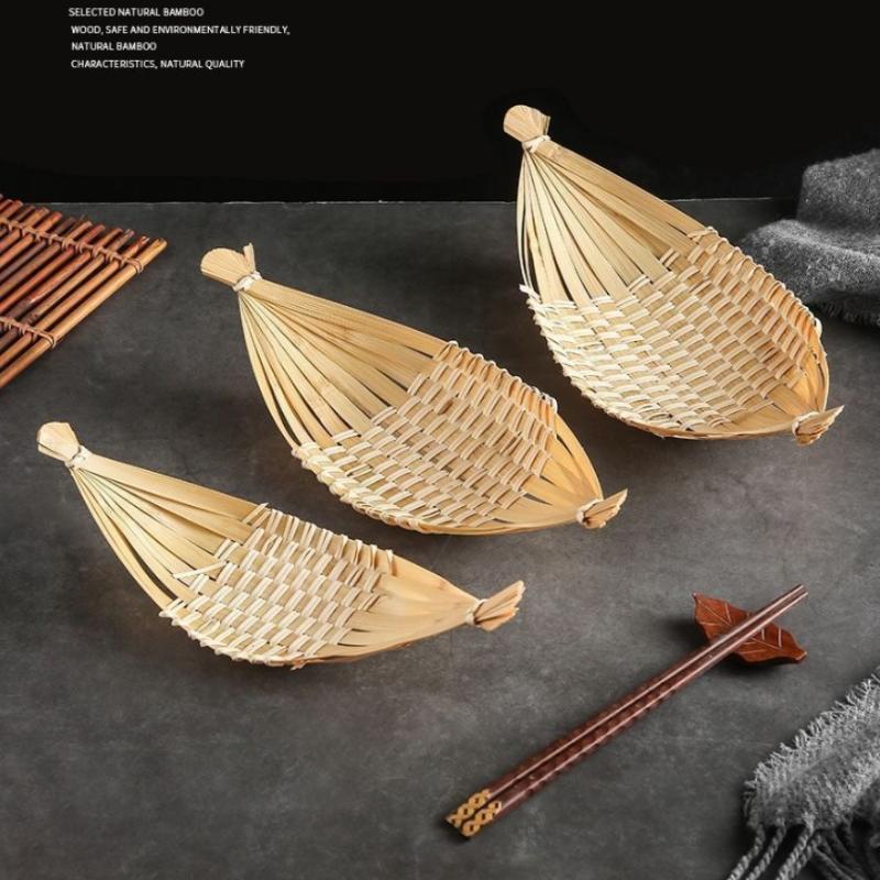 Eco Bamboo Platter Boat Shaped Serving Bowl for Sashimi and Snack Service in Style