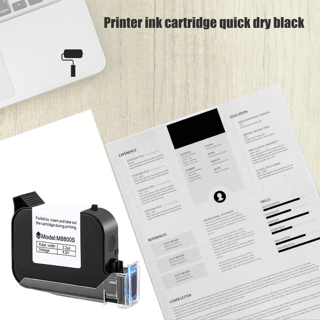 M8800S Quick Dry Black Ink Cartridge for Handheld Inkjet Printer Works On Paper Fabric Wood Plastic