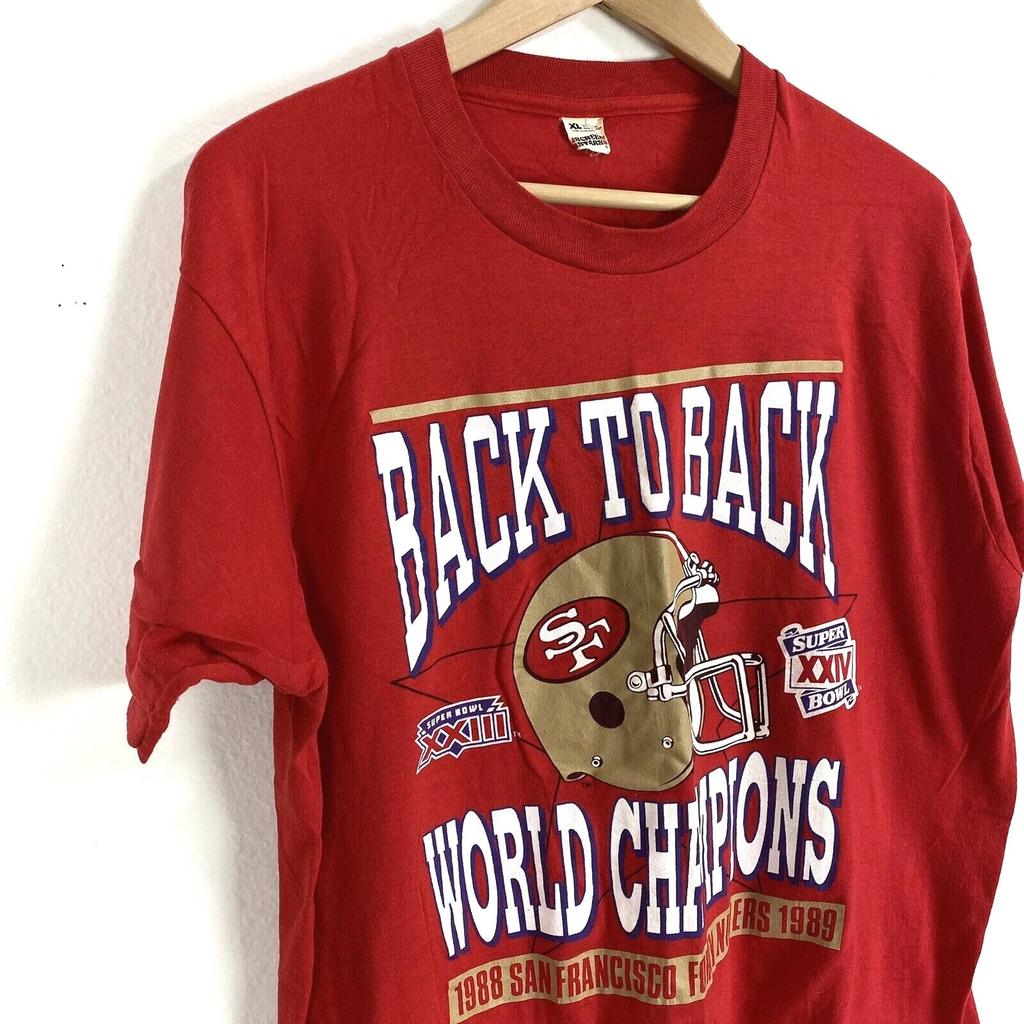San Fransisco 49ers Mens L Vintage 80s 1989 Super Bowl Red T Shirt Screen Stars
