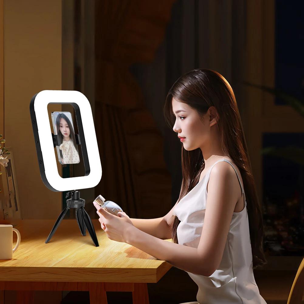 New Handheld Ring LED Rechargeable Fill light Portable Mobile Phone Live Broadcast Photography Desktop Rabbit Cage Selfie Light