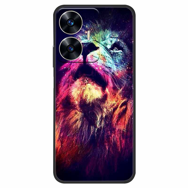 Чехол для телефона Realme C55 Черный Силиконовый Fundas Для Realme C55 RMX3710 ТПУ Мягкая Задняя Панель Coque Звезда Нарисована на RealmeC55 C 55