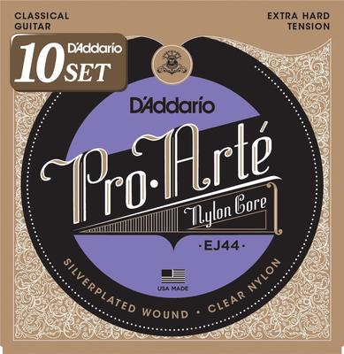 ProArte Классическая гитара Струны D'Addario, Серебро/Прозрачные, Жесткие, EJ44, 10 штук