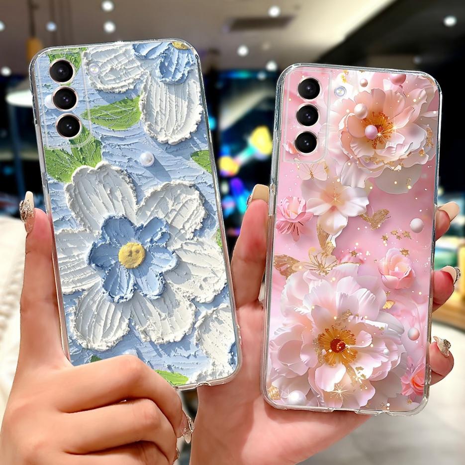 Чехол для Samsung Galaxy S21 FE S21 Plus, чехол с рисунком «Цветы», мягкий тонкий чехол для телефона, для Samsung S21 Ultra S 21 S21+