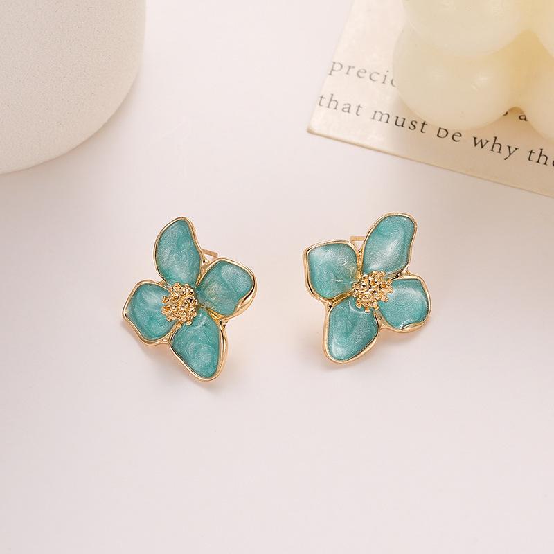 Trendy Personality Flower Stud Earrings For Women Girl French Ins Vintage 2025 Fashion Korean Wedding Romantic Jewelry Gifts