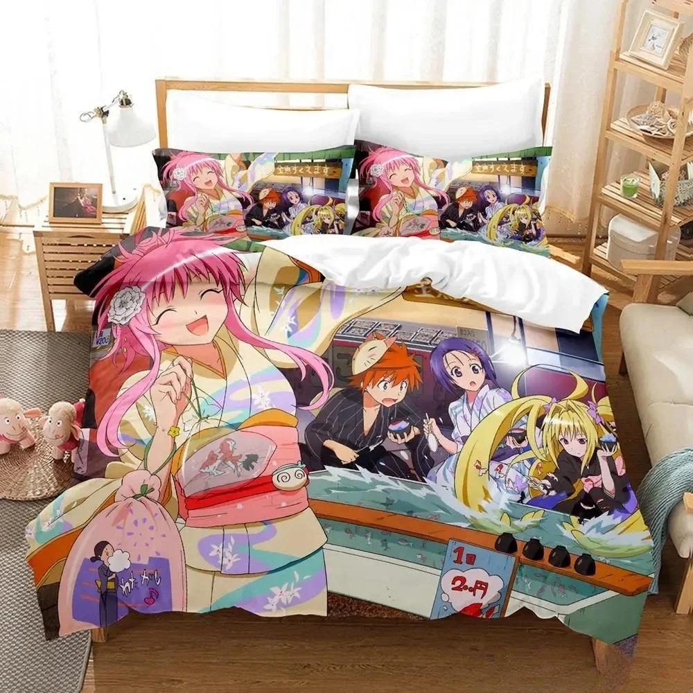 Новый комплект постельного белья To Love Ru Мультяшный Аниме двух- и трехпредметный комплект для взрослой и детской спальни Комплекты пододеяльников с 3D-принтом Кавайные Аниме Девушки