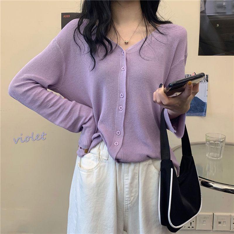 lime green v-neck button-front lightweight knit cardigan for women