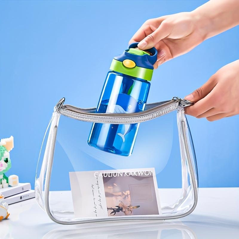 Бутылка для воды для детей с рисунком из мультфильма объемом 480 мл с трубочкой, не содержит BPA, детский чайник для питья, пластиковый портативный прозрачный, для школьных путешествий, милый стаканчик
