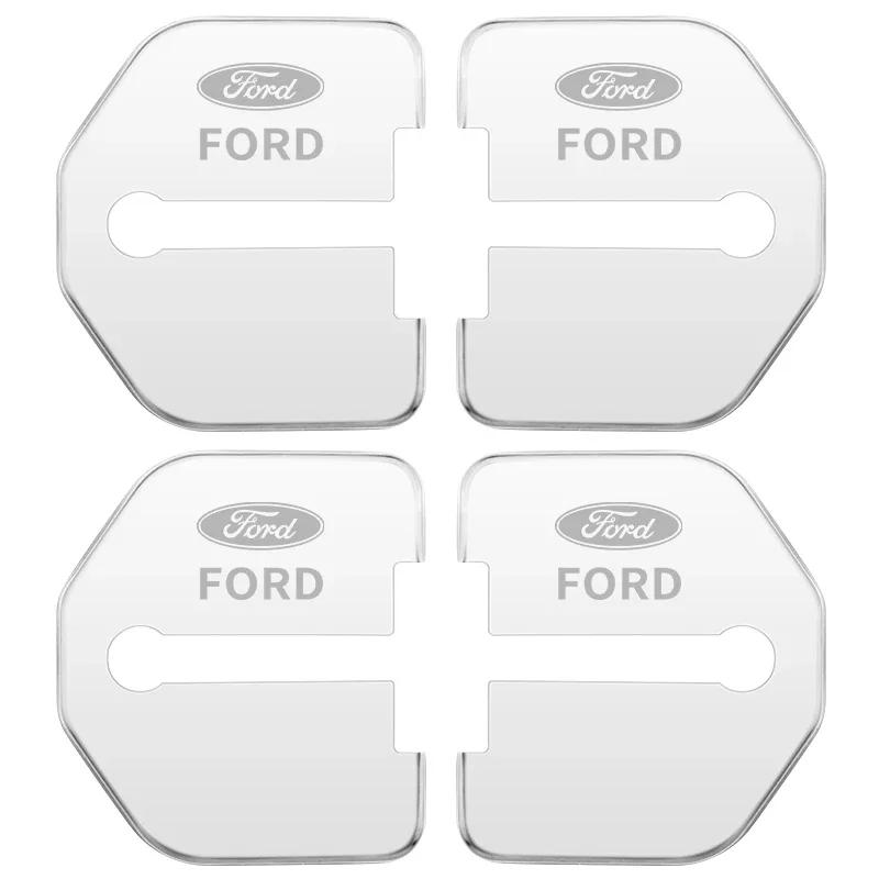 Car Sticker 4pcs Door Lock Decoration Protection Cover Emblem case for Ford Kuga Territory Focus RS Escort Fiesta Mondeo Accesso