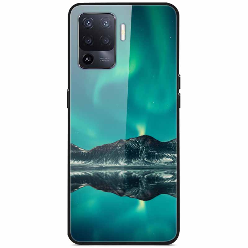 Закаленное Стекло Чехол для Oppo Reno5 Lite Жесткая Задняя Крышка для Oppo Reno 5 Lite Роскошный Расписной Reno5Lite Funda 6.43'' Ударопрочный