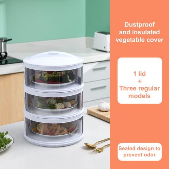 Insulated Vegetable Cover Multi-layer Stackable Food Box Anti-fly Dust-proof Heat Preservation Kitchen Supplies Picnic BBQ Helper