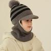 Children's Velvet All-In-One Winter Hat: Warm Wool Duckbill Cap with Face Protection and Scarf
