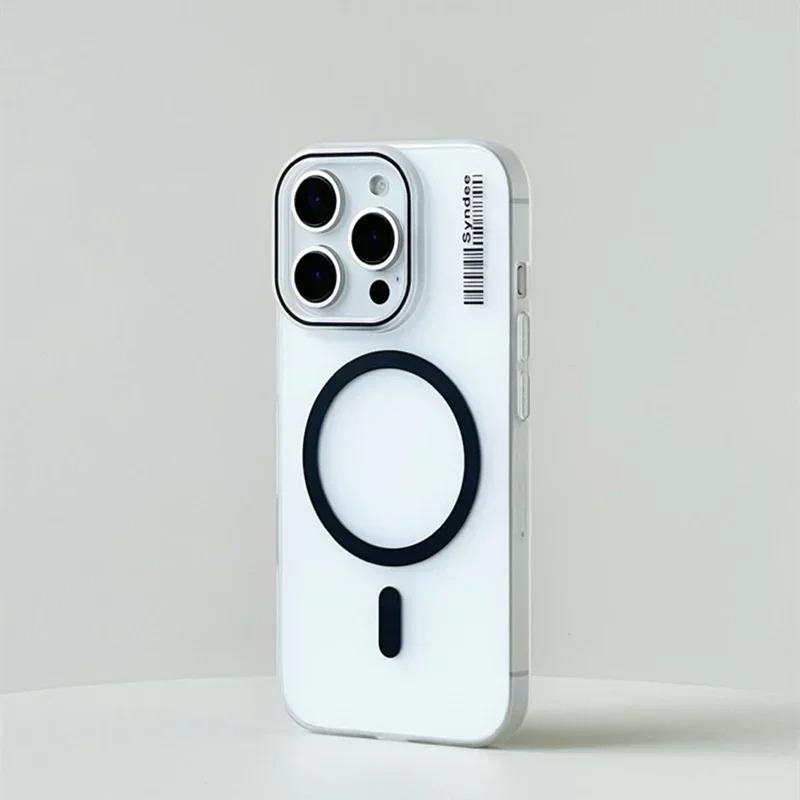 Прозрачный матовый чехол для беспроводной зарядки MagSafe для iPhone 16 15 14 13 12 11 Pro Max Ультратонкий матовый жесткий чехол для ПК