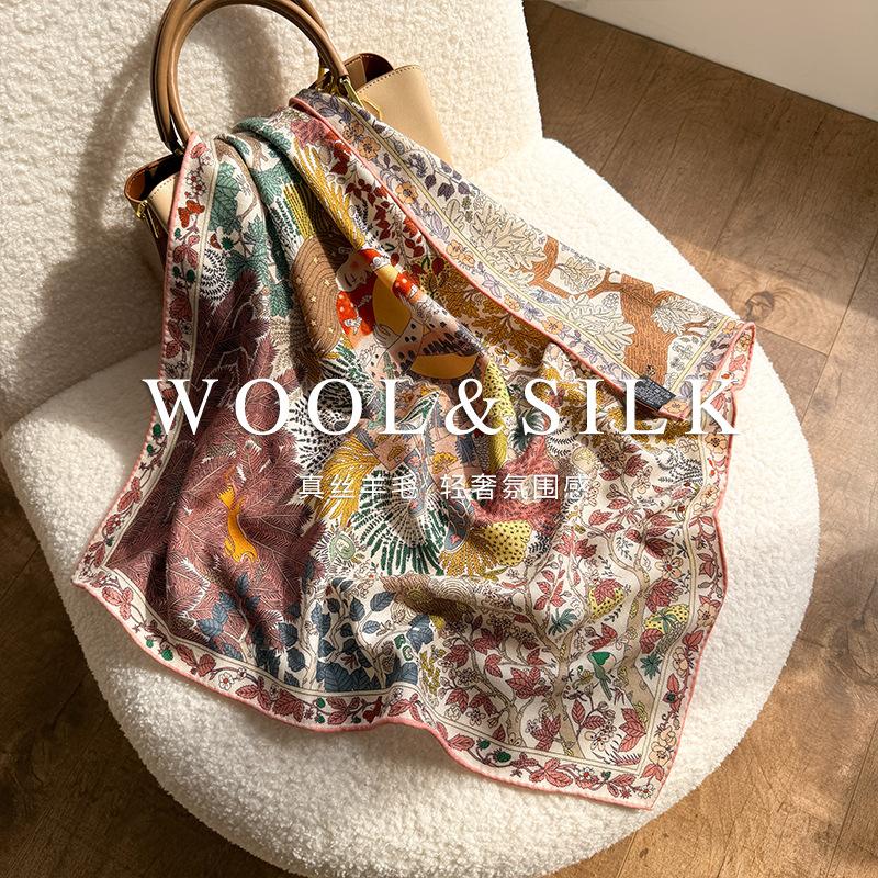 1116 autumn and winter new double-sided warm high-end scarf 61cm silk wool shawl fashionable versatile square scarf