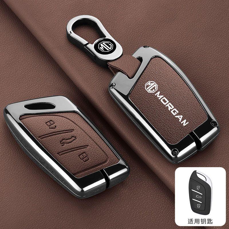 For MG 4 2023 Mg4 Ev MG HS GT ZS EV ZX MG5 MG6 Keyless Fob Accessories Zinc Alloy Leather Car Remote Key Case Cover Shell Holder