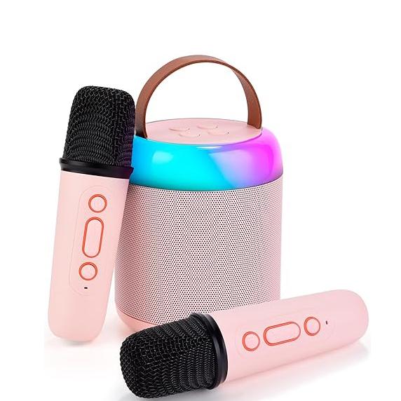 Караоке-машина, портативная Bluetooth-колонка с беспроводным микрофоном для взрослых и детей, портативная микрофонная колонка с динамической подсветкой