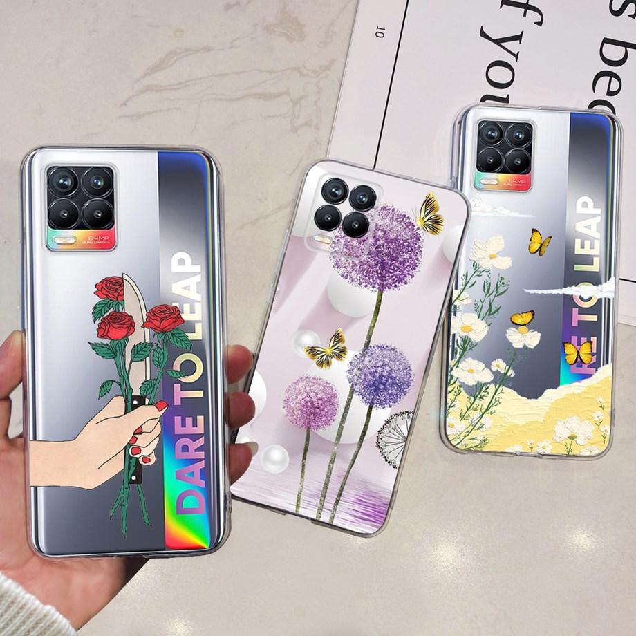 Для Realme 8 Чехол Цветок Мода Кошка Милый Чехол Coques Для Realme 8 Pro Чехлы Для Телефона Чехол Realme8 5G Realme 8i Fundas Мягкий Capa