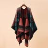 Striped Colorblocking Travel Warm Shawl Personalized Elegant Printed Poncho