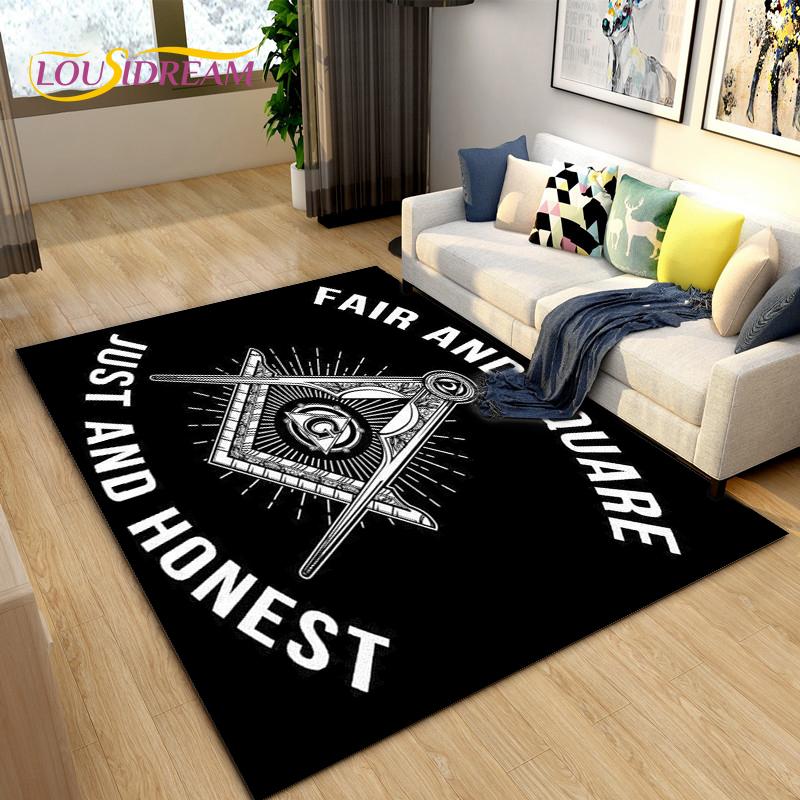 Masonic Carpet Freemason Illuminati Ring Area Rug Large,Carpet All Seeing Eye Rugs Carpets for Living Room,Fitness Pet Floor Mat